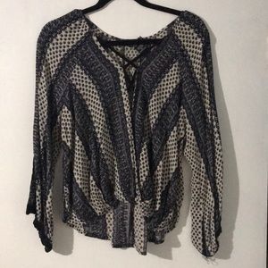 Split Bell Sleeve Boho Top